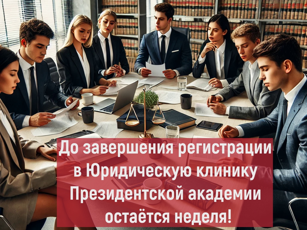 Заканчивается регистрация в Юридическую клинику Президентской академии!